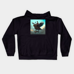 Steampunk robot mechanical bird flyer Kids Hoodie